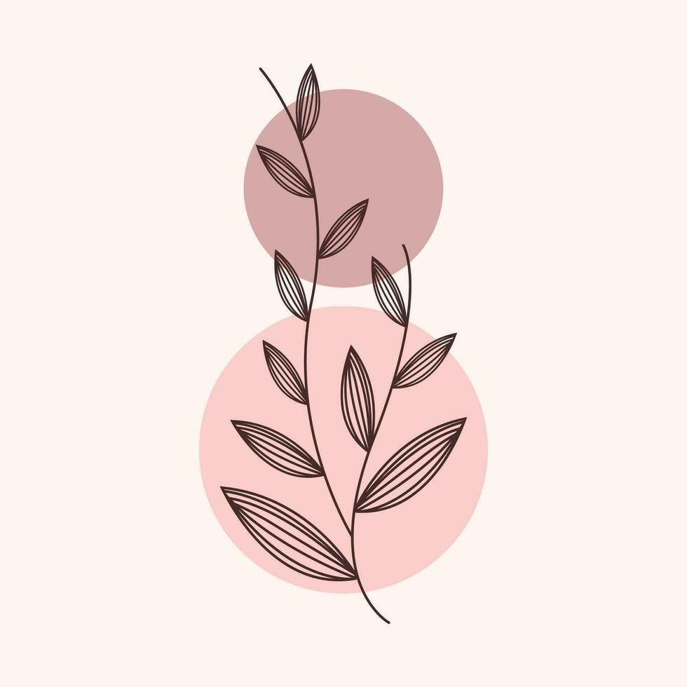 Aesthetic Plant Flower Line Art Illustration Free Vector Element Template