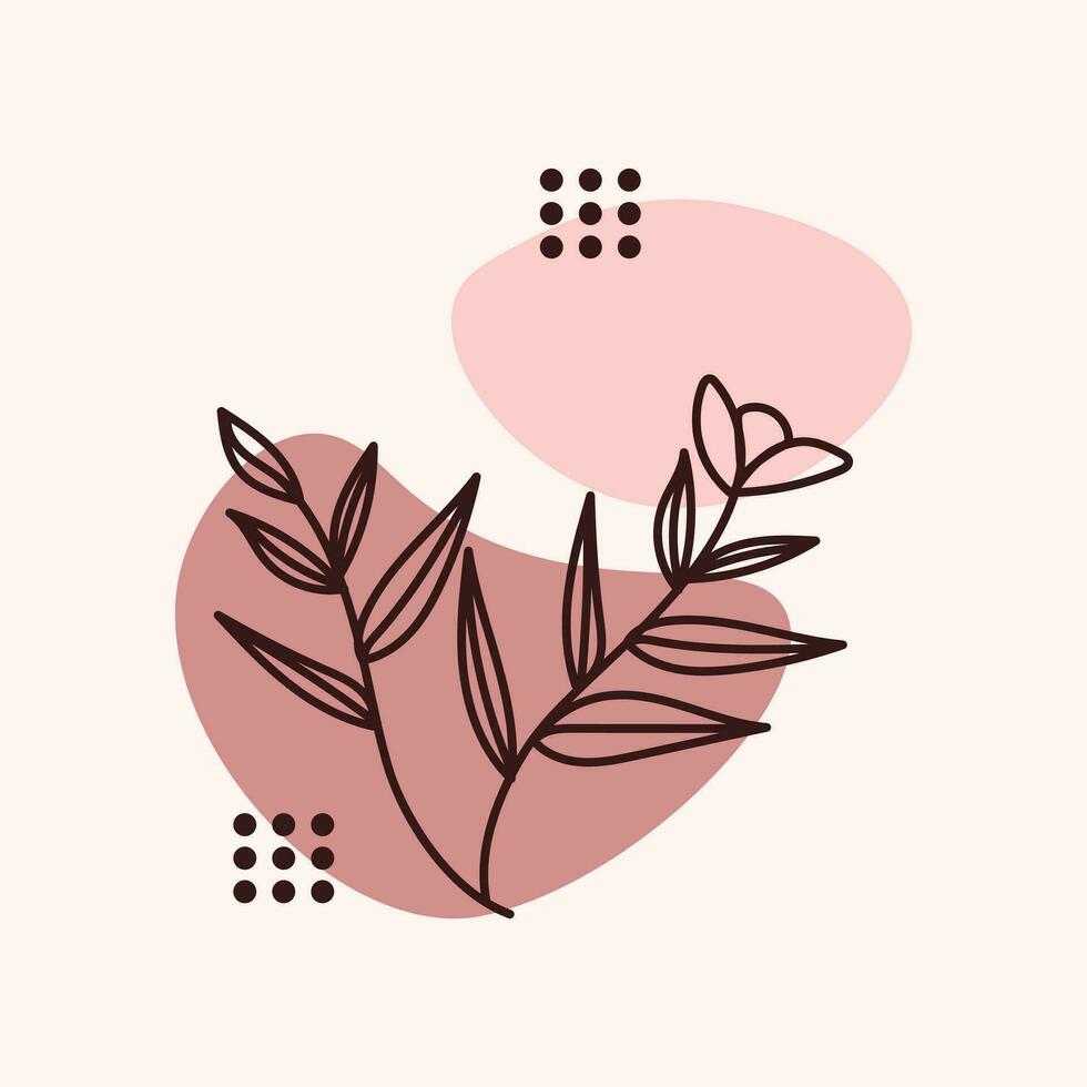 Aesthetic Plant Flower Line Art Illustration Free Vector Element Template