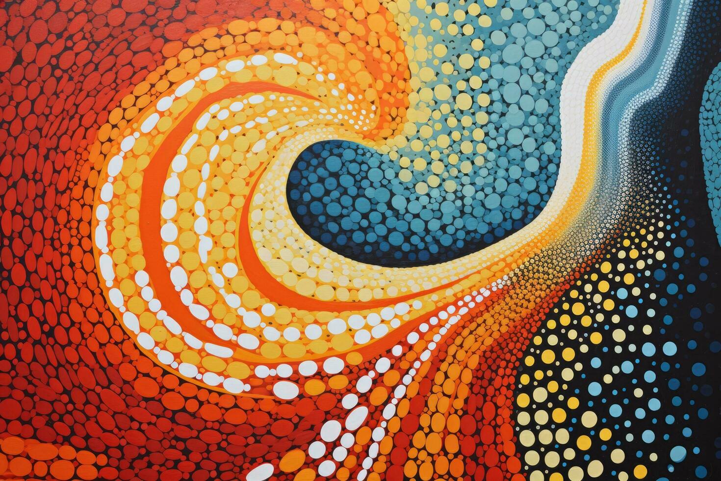 abstract colorful background with a pattern of circles in the shape of a heart, An abstract form captured in a pointillism style, AI Generated photo