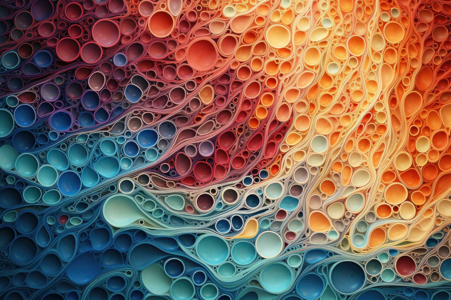 Abstract background with circles. 3d rendering, 3d illustration. An abstract form captured in a pointillism style, AI Generated photo