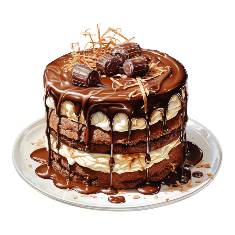 Chocolate cake illustration, AI Generated 29100751 PNG