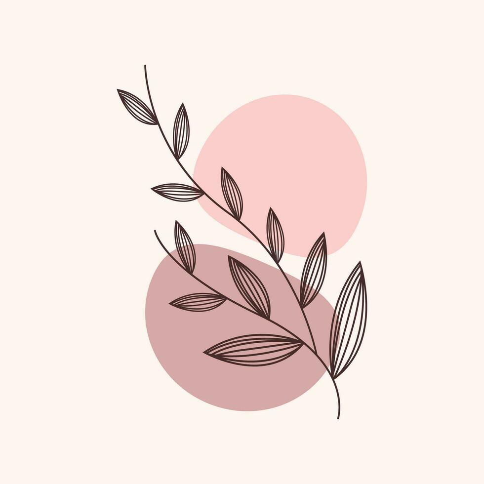Aesthetic Plant Flower Line Art Illustration Free Vector Element Template