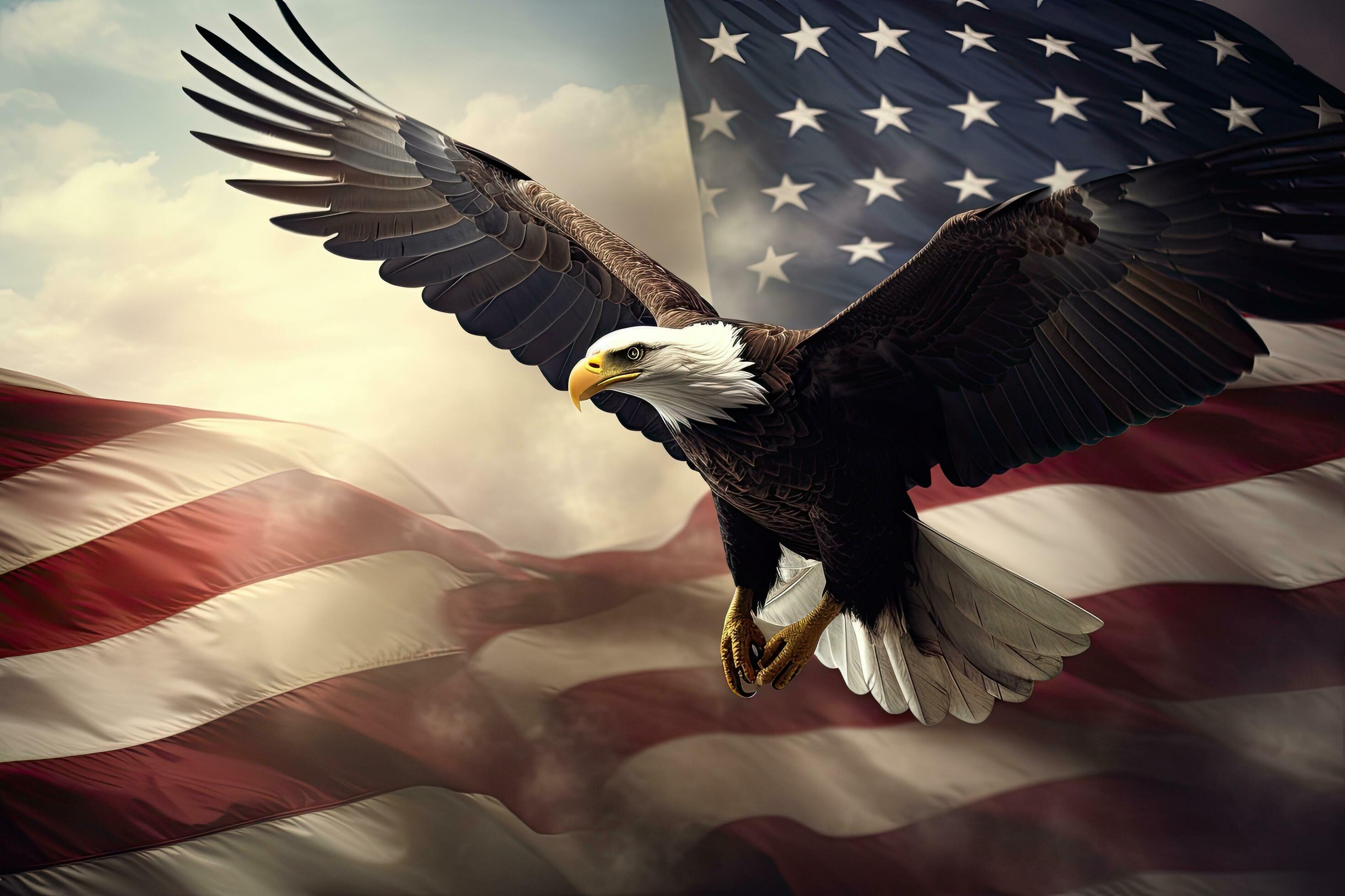 Bald Eagle Flying In The Background Of The American Flag 3d Rendering Bald Eagle Flying In The Background Of The American Flag 3d Rendering American Bald Eagle Flying Symbol Of America With Flag Ai Generated Free Photo