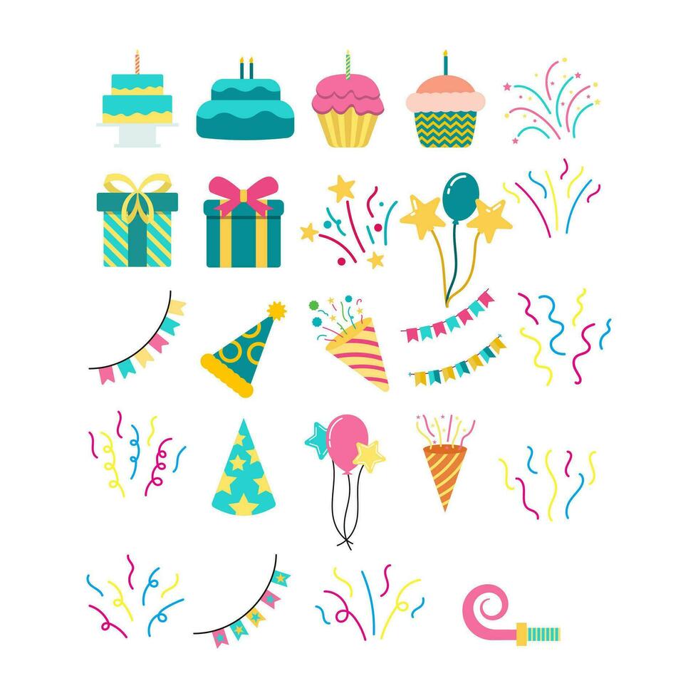Birthday Party Ornament Element Set vector