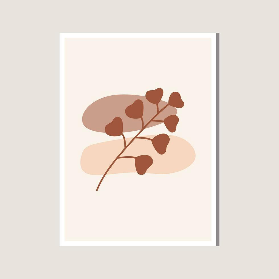 Aesthetic Leaf with Abstract Shape , Boho , Canvas , decoration vector