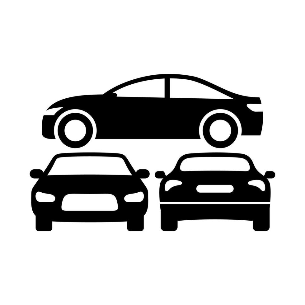 coche estanque icono desde frente, espalda y lado, gratis vector