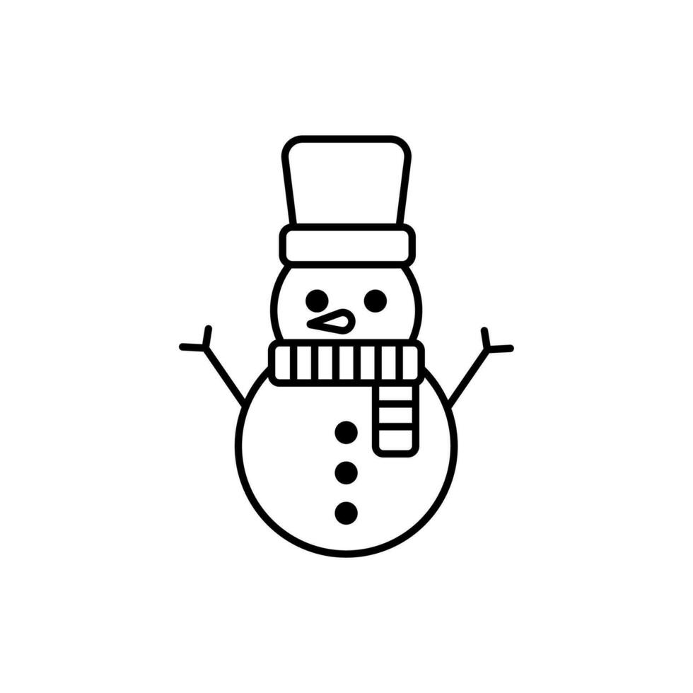 Snowman Outline Icon Vector , Winter , Snowman Illustration