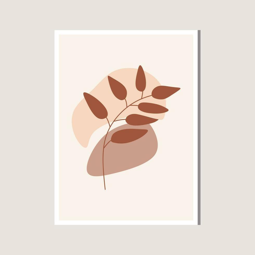 Aesthetic Leaf with Abstract Shape , Boho , Canvas , decoration vector