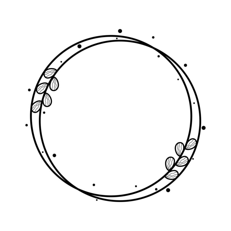 Circle Floral Frame Line Art Illustration Free Vector Element