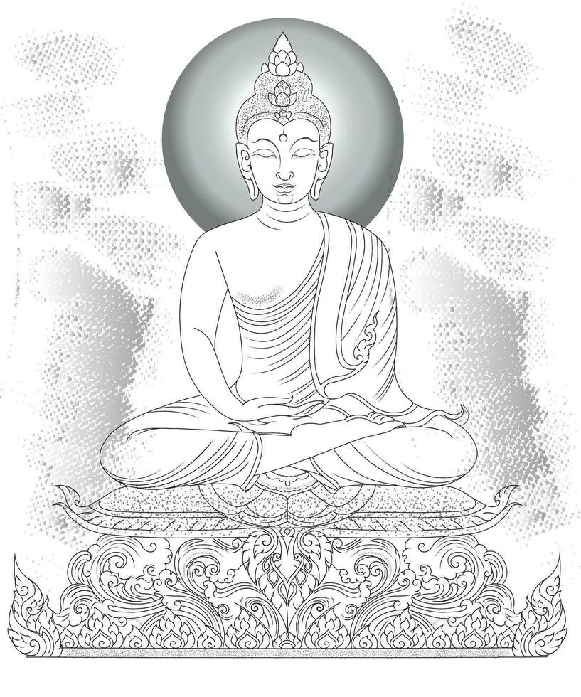 Buda línea Arte continuo línea dibujo vector ilustración.dibujo de un Buda estatua