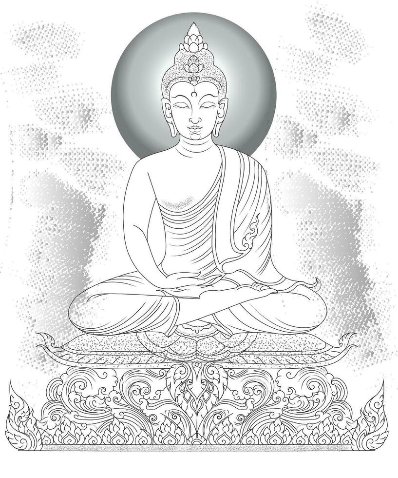 buddha line art continuous line drawing vector illustration