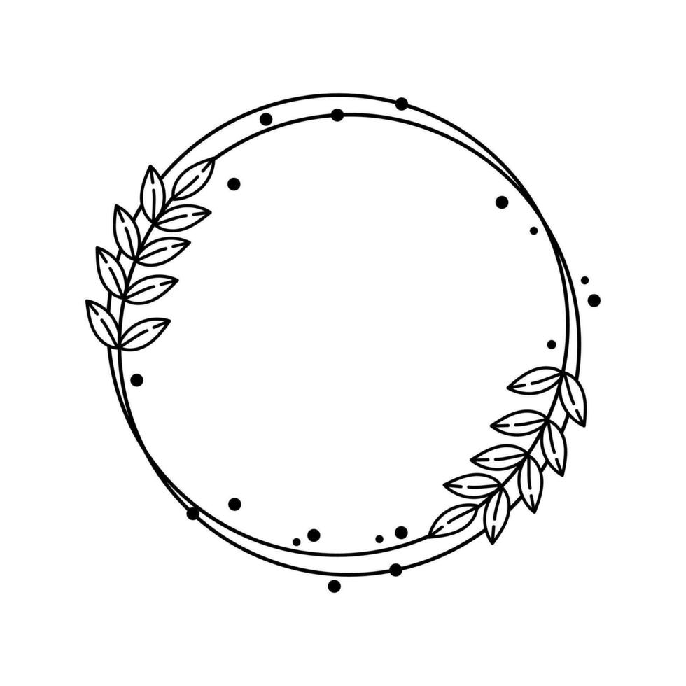 Circle Floral Frame Line Art Illustration Free Vector Element