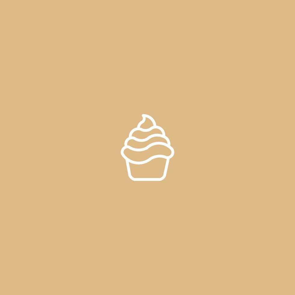 Cupcake Line Art. Simple Minimalist Logo Design Inspiration. Vector Illustration.