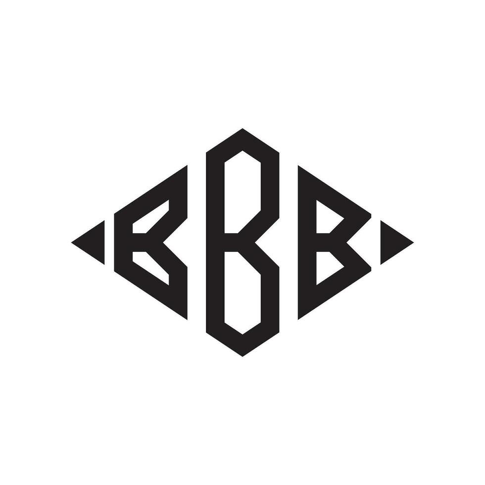 Logo B Rhombus Extended Monogram 3 Letters Alphabet Font Logo Logotype Embroidery vector
