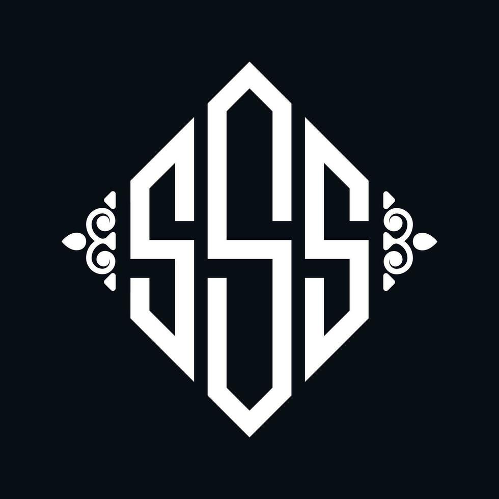 Logo S. Rhombus Monogram 3 Letters Alphabet Font Logo Logotype Embroidery vector