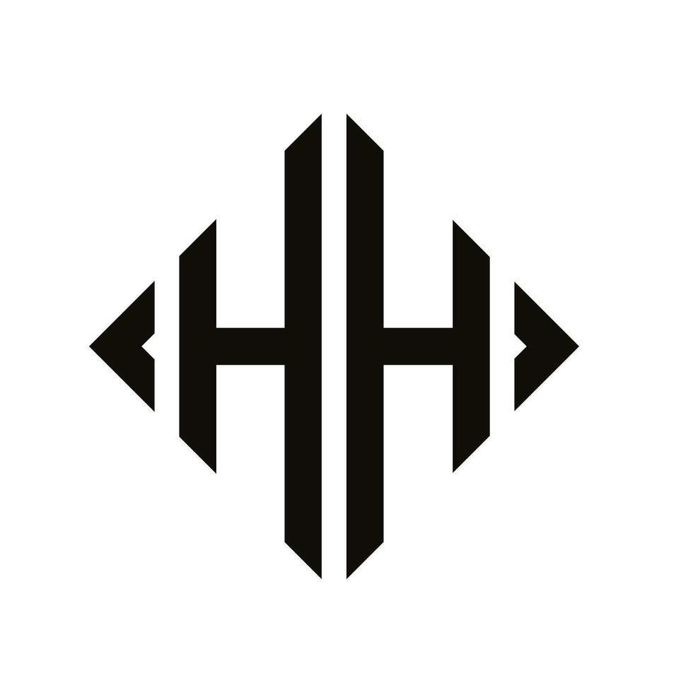 Logo H. Rhombus Monogram 2 Letters Alphabet Font Logo Logotype Embroidery vector