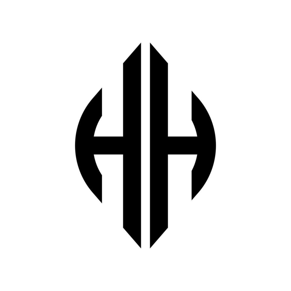 Logo H Curve Rhombus Extended Monogram 2 Letters Alphabet Font Logo Logotype Embroidery vector