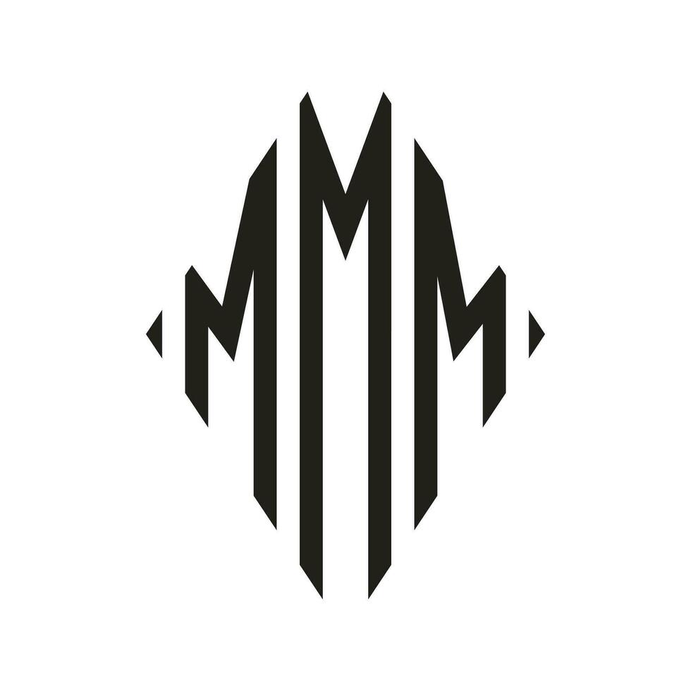 Logo M Condensed Rhombus Monogram 3 Letters Alphabet Font Logo Logotype Embroidery vector