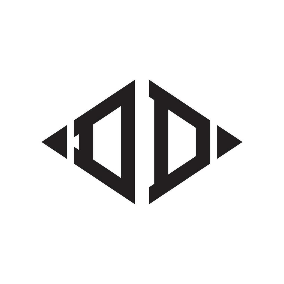 Logo D Rhombus Extended Monogram 2 Letters Alphabet Font Logo Logotype Embroidery vector