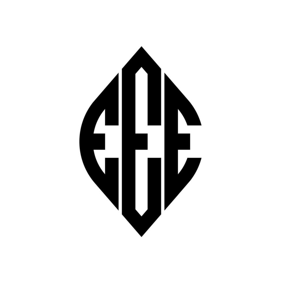 Logo E Curve Rhombus Extended Monogram 3 Letters Alphabet Font Logo Logotype Embroidery vector