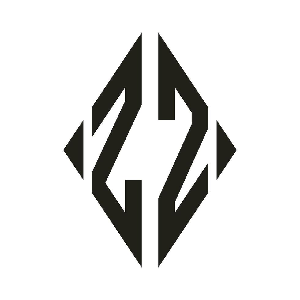 Logo Z Condensed Rhombus Monogram 2 Letters Alphabet Font Logo Logotype Embroidery vector