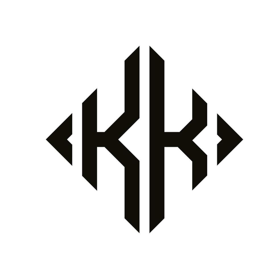 Logo K. Rhombus Monogram 2 Letters Alphabet Font Logo Logotype Embroidery vector