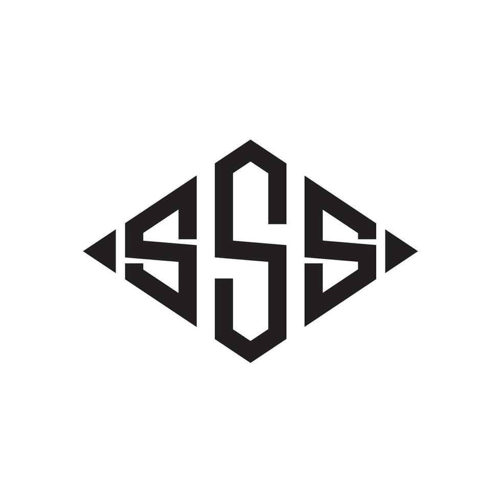 Logo S Rhombus Extended Monogram 3 Letters Alphabet Font Logo Logotype Embroidery vector