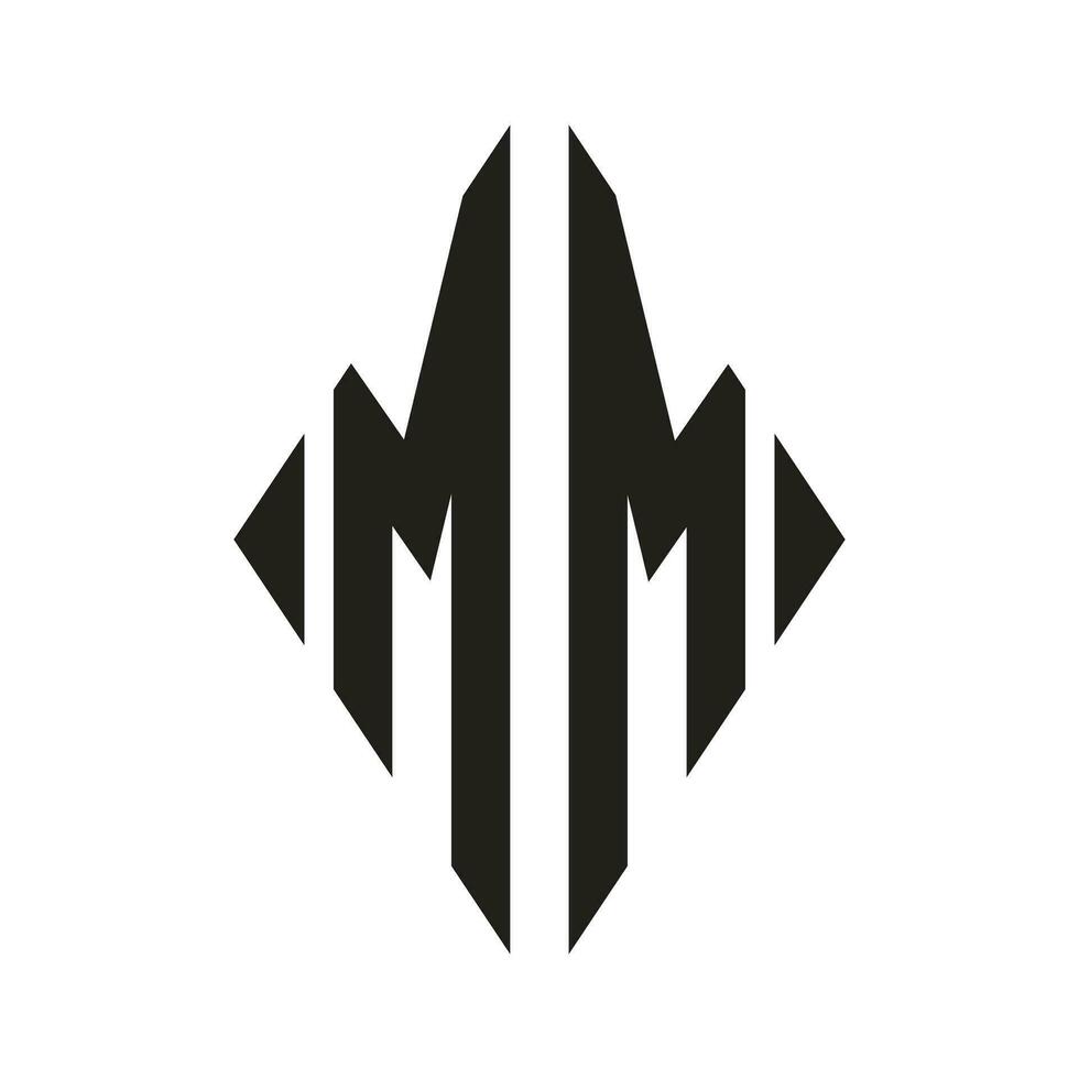 Logo M Condensed Rhombus Monogram 2 Letters Alphabet Font Logo Logotype Embroidery vector