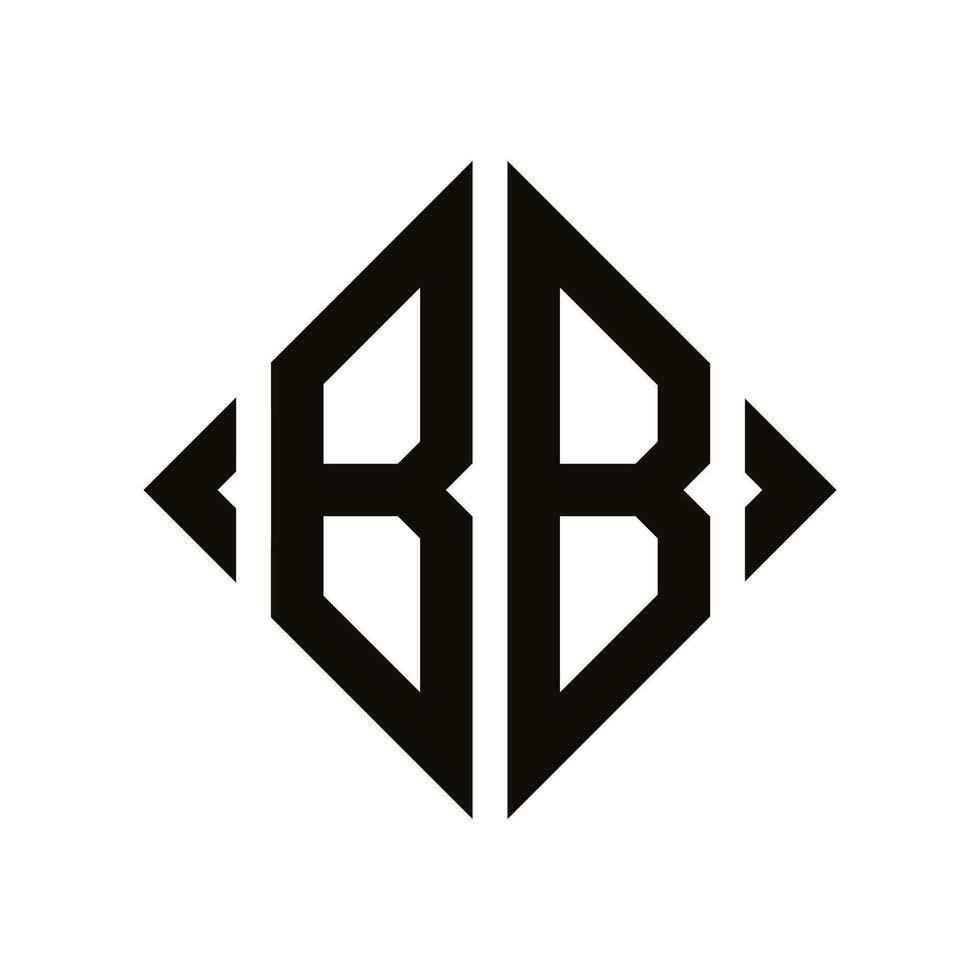 Logo B. Rhombus Monogram 2 Letters Alphabet Font Logo Logotype Embroidery vector