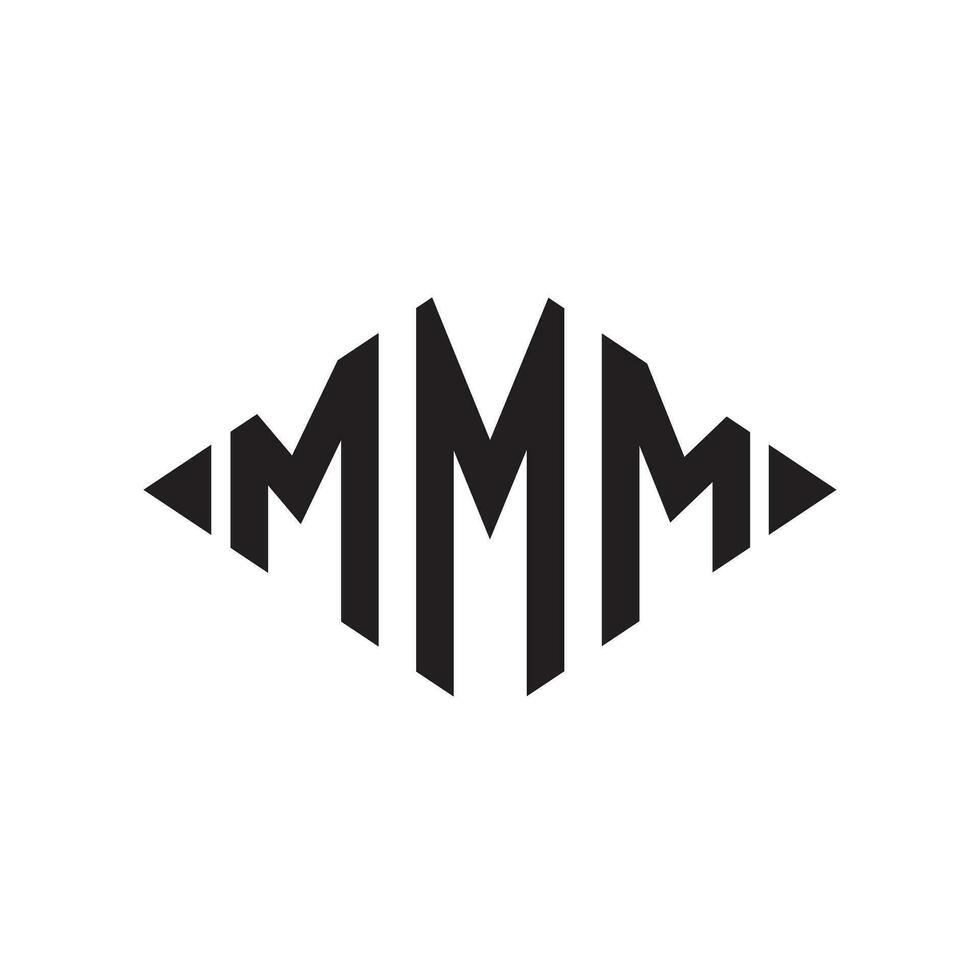 Logo M Rhombus Extended Monogram 3 Letters Alphabet Font Logo Logotype Embroidery vector