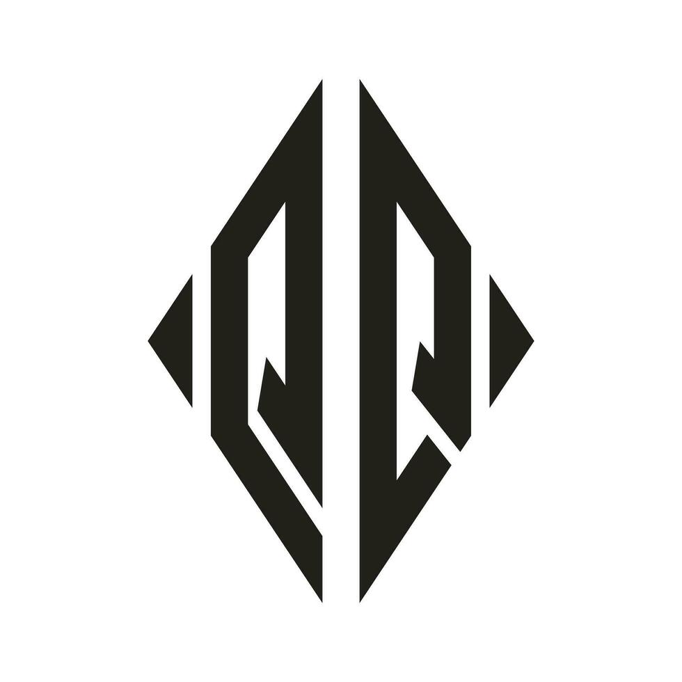 Logo Q Condensed Rhombus Monogram 2 Letters Alphabet Font Logo Logotype Embroidery vector