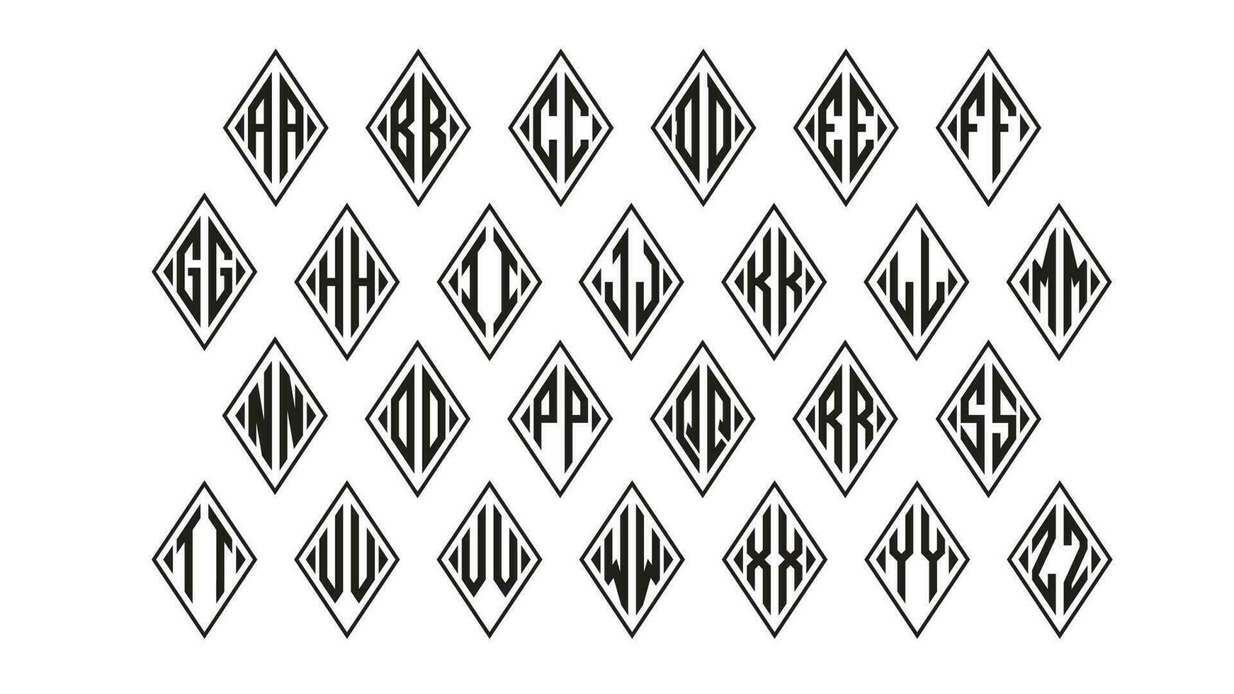 Condensed Rhombus Monogram 2 Letters Alphabet Font Logo Logotype Embroidery vector