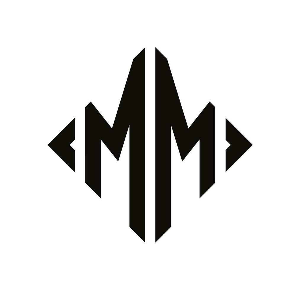 Logo M. Rhombus Monogram 2 Letters Alphabet Font Logo Logotype Embroidery vector