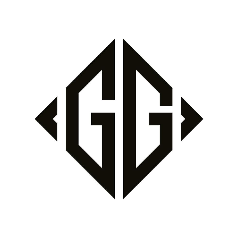 Logo G. Rhombus Monogram 2 Letters Alphabet Font Logo Logotype Embroidery vector