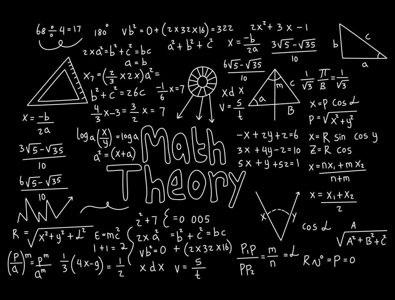 ilustración realista del fondo de la pizarra de matemáticas vector