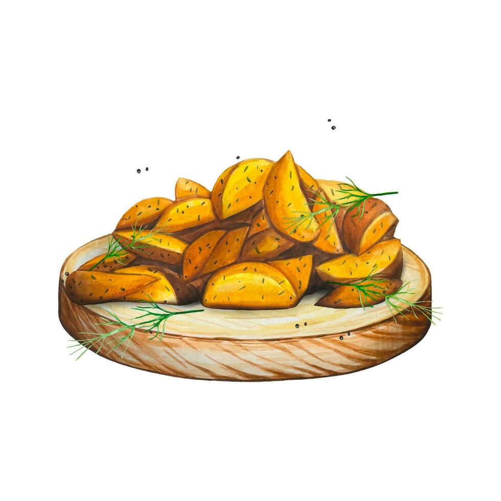 Rustic potato. Watercolor food illustration vector