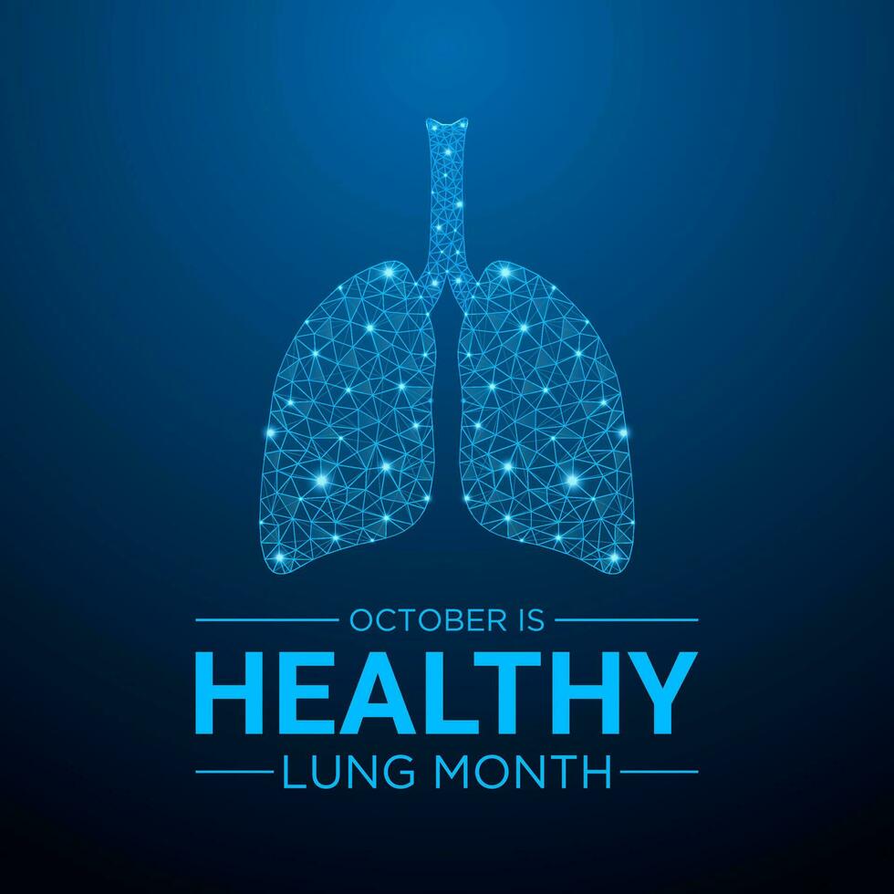 Healthy lung month is observed every year in october. Vector illustration on the theme of Healthy lung month banner, greeting card, poster with healthy lungs.