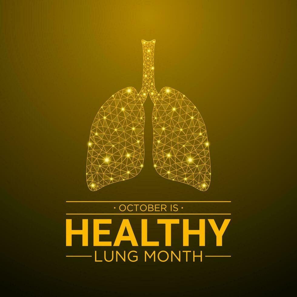 Healthy lung month is observed every year in october. Vector illustration on the theme of Healthy lung month banner, greeting card, poster with healthy lungs.