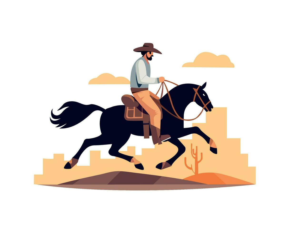 caballo montando vector ilustración a mano creado