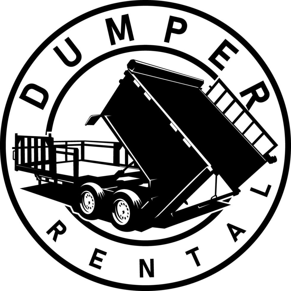 dump trailer rental truck logo design vector