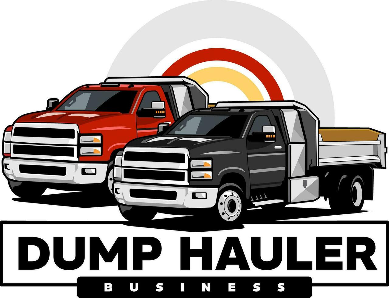 Dump Hauler Trailer Rental Truck logo design vector