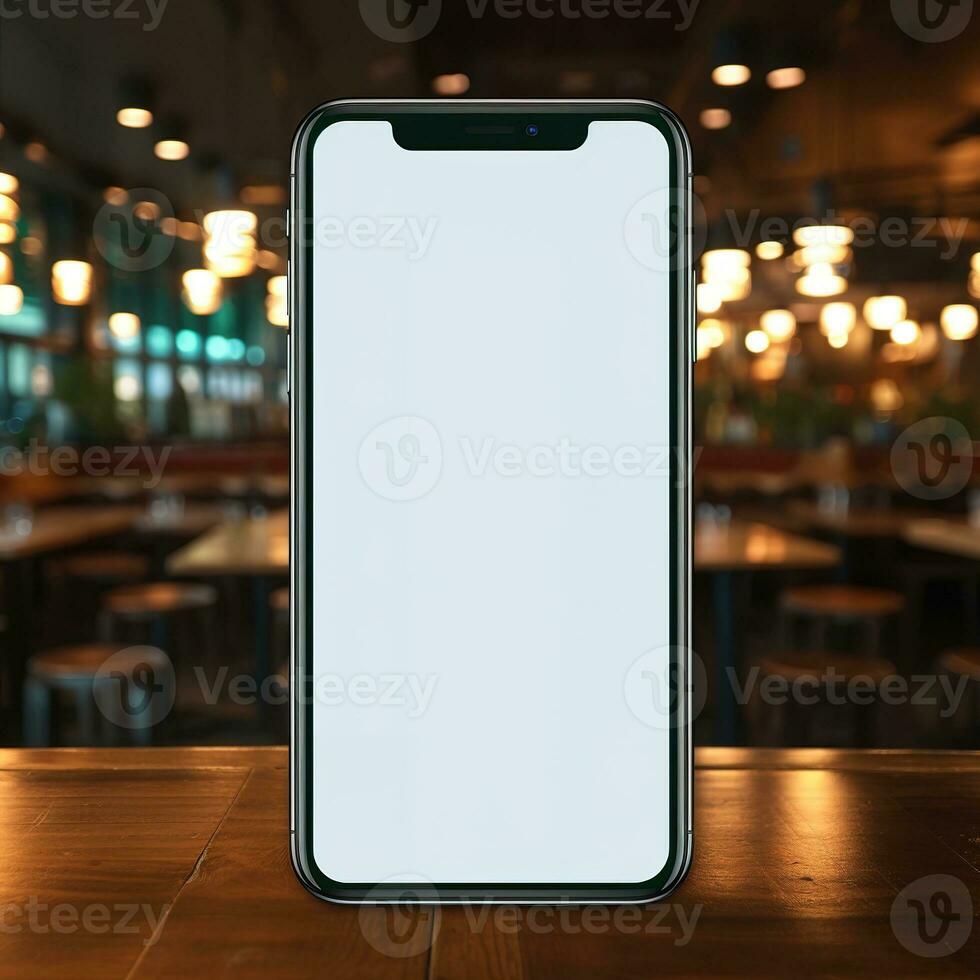 AI generativewhite screen smartphone in blur background photo