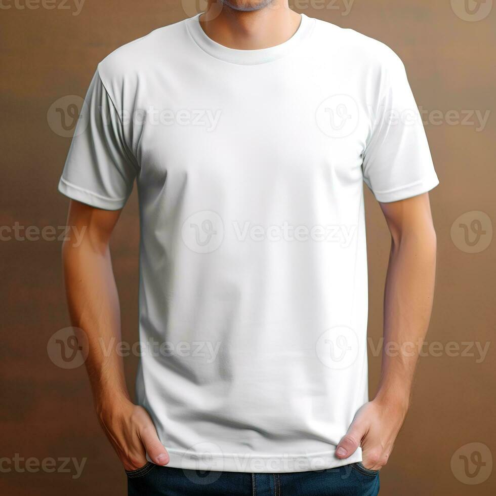 full white tee shirts for men AI generative photo