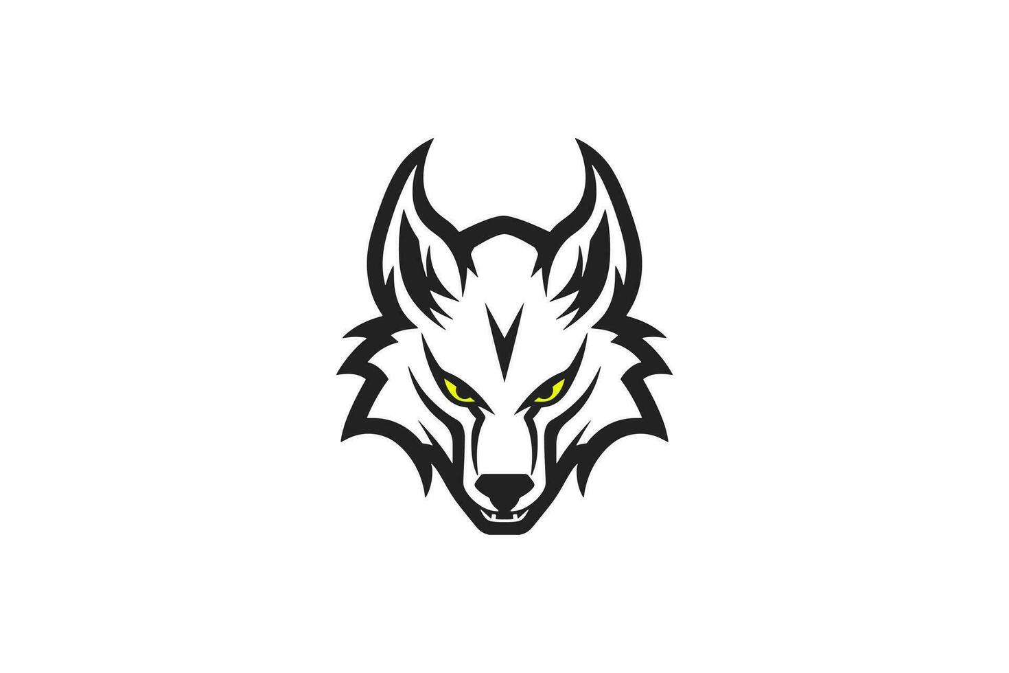 blanco lobo cabeza logo - juego de azar mascota con amenazador expresión vector