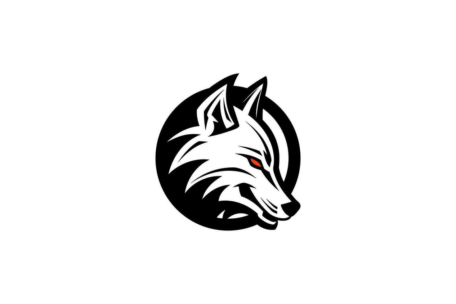 blanco lobo cabeza logo - juego de azar mascota con amenazador expresión vector