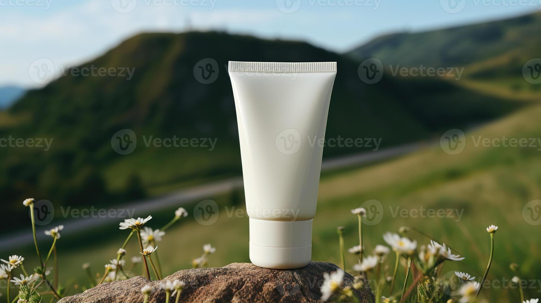 white cream tube on grass on the terrain photo