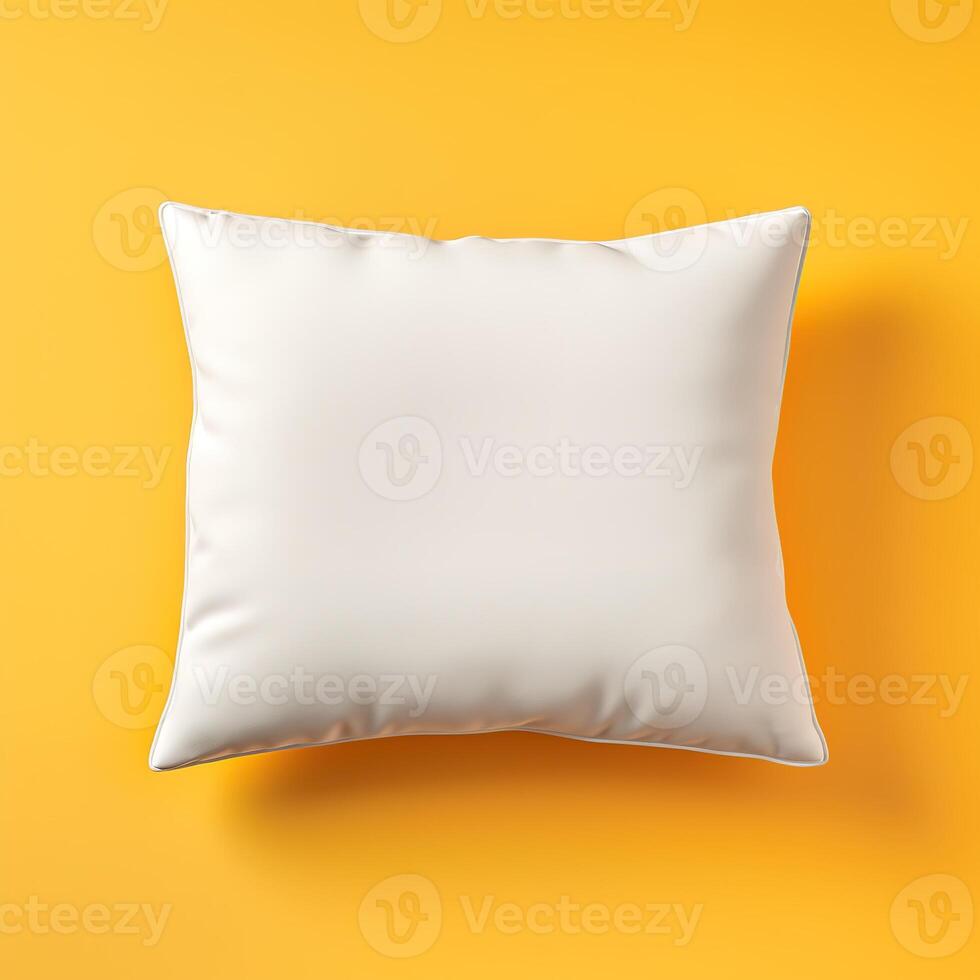 AI generative white square pillow on flat background photo