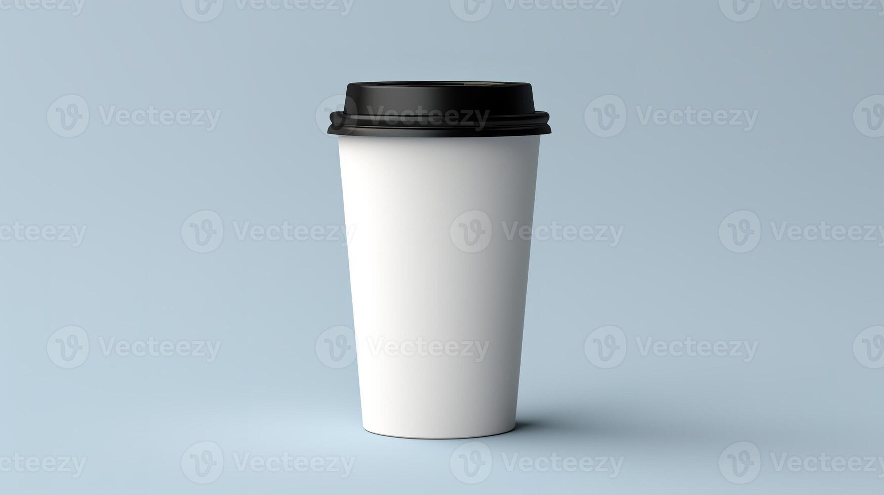a white coffee cup with a black lid photo