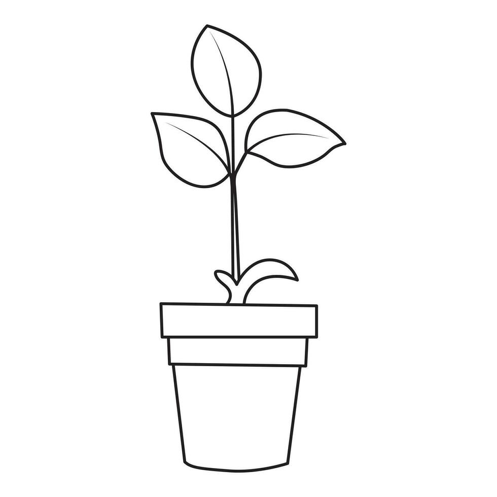 One line tree plant growth style icon illustration vector design