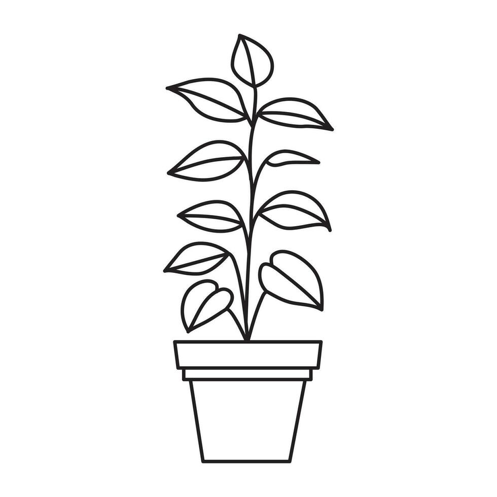 One line tree plant growth style icon illustration vector design